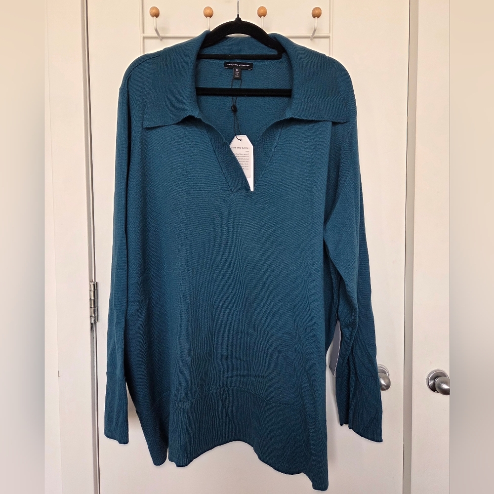 Universal Standard Teal Knit Collared Top/Sweater - Plus Size 18-20